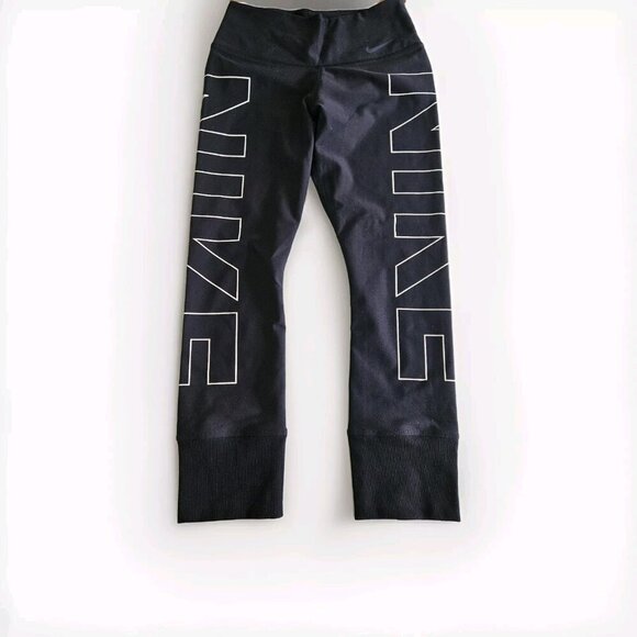 Nike Leggings Womens XS Lot of 2 Dri-Fit Swoosh Spell Out JDI Cropped Stretch - Picture 10 of 16